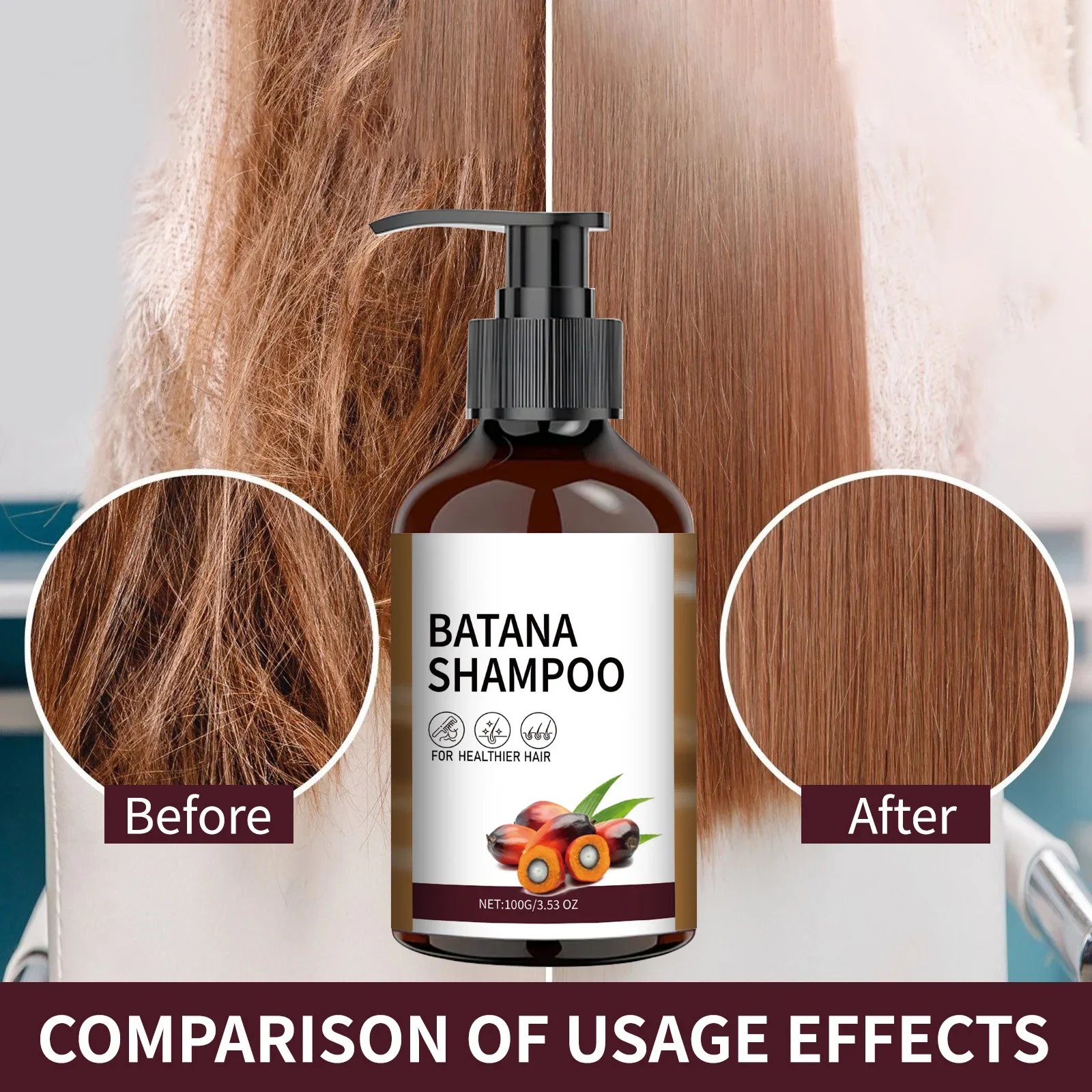 شامبو زيت باتانا من الكيراتين للشعر التالف |   يوفر الترطيب المكثف لمنع تساقط الشعر والتشابك وتعزيز القوة