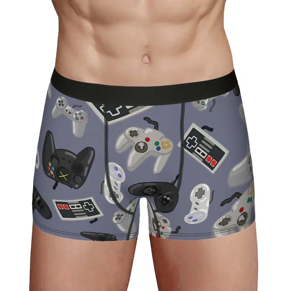 Old School Video Game Controllers Repeating Pattern  Underpants Homme Panties Male Underwear Ventilate Shorts Boxer Briefs