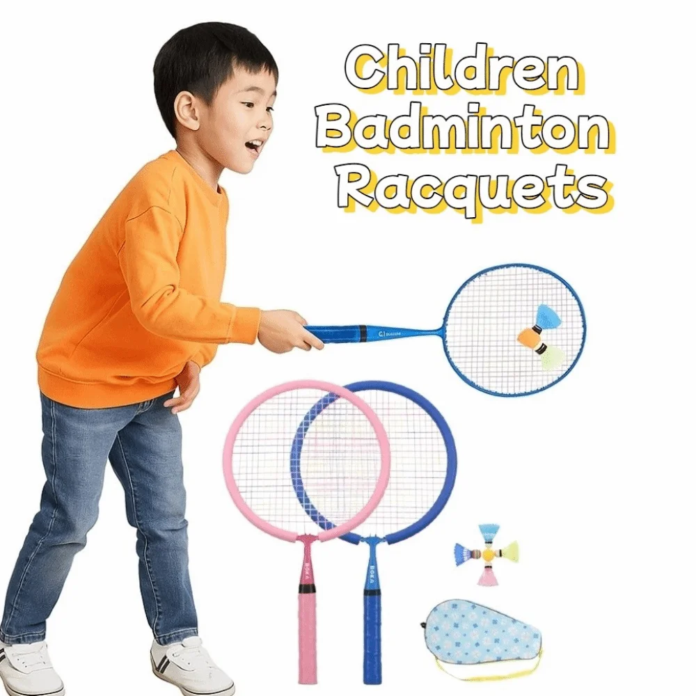 

Shock Absorbing Children Badminton Rackets Lightweight Soft Grip Children Badminton Racquets with 5 Balls Portable