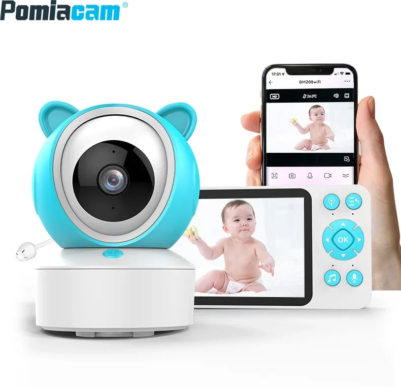New Baby Monitor 5-inch 1080P WiFi PTZ Control Temperature Monitoring Lullaby Mobile APP Remote Two-way Intercom Baby Monitor C8