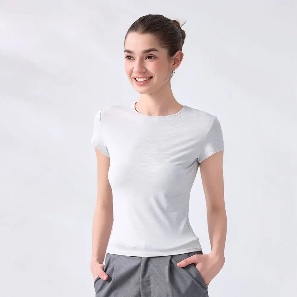 Women Sport T Shirt Slim Fit Yoga Short Sleeve Top Breathable Quick Dry Athletic Shirt Running Fitness Gym Clothing