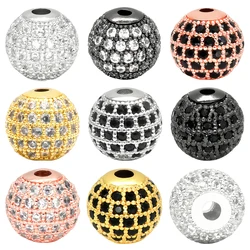 3pcs Metal Brass Paved Zircon Spacer Bead String Beaded for DIY Charms Necklace Bracelet Jewelry Making Accessories 6/8/10mm