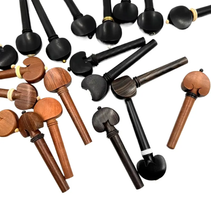 4pcs Violin Tuning Pegs for 4/4 3/4 1/2 1/4, Natural Jujube / Ebony / Rosewood Optional, Violin Replacement Fittings