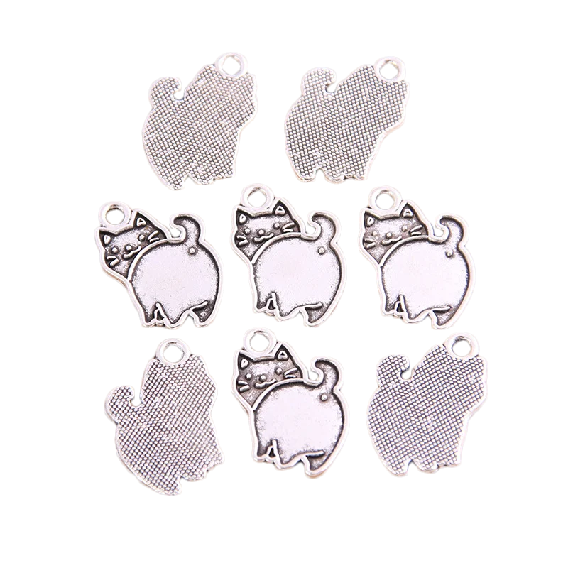 

15 шт., 2 цвета, подвески в форме кошки 18*14 мм, дизайн для самостоятельного изготовления серег, браслетов, ожерелий, аксессуары для изготовления ювелирных изделий EF4190