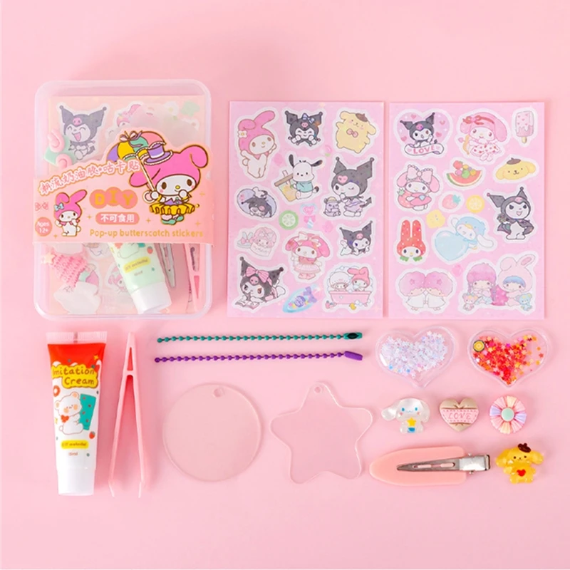 New Sanrio Cream Glue Boxed Set of Stickers Cartoon Kulomi Handbook Stickers Goo Card Clips DIY Material Decorative Toys Gifts