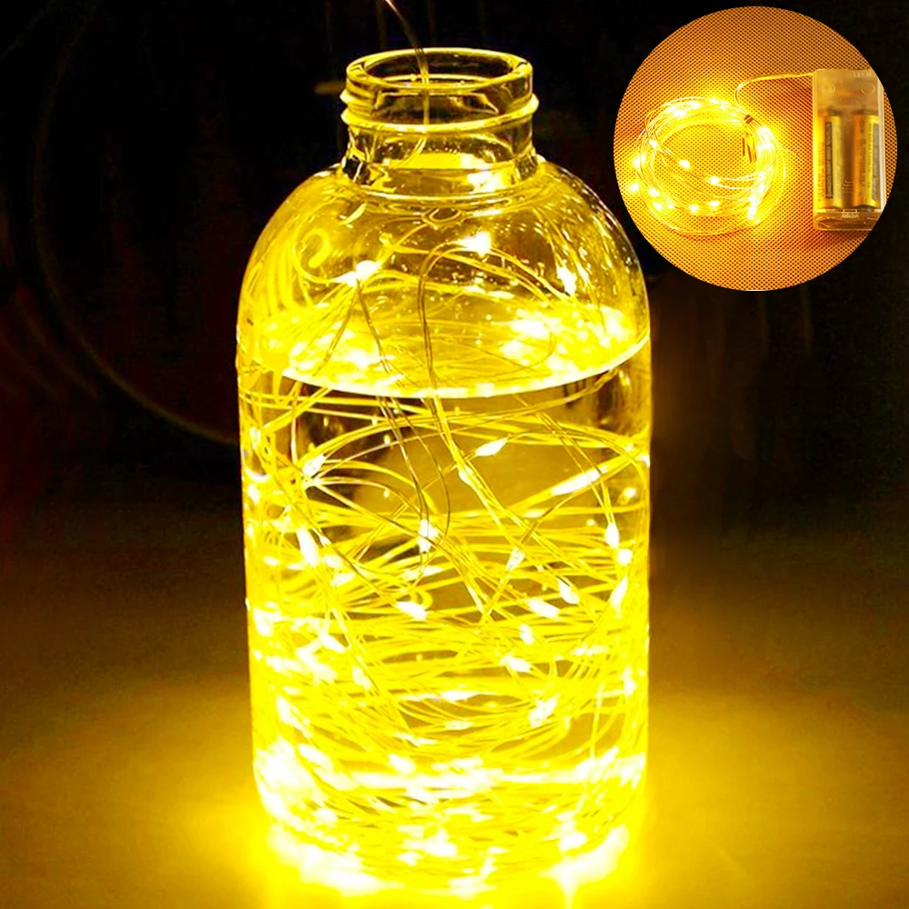 1M 2M 3M Fairy Lights Battery box Operated, Mini String Lights for Wedding Mason Jar Craft Christmas Garlands Party Decor