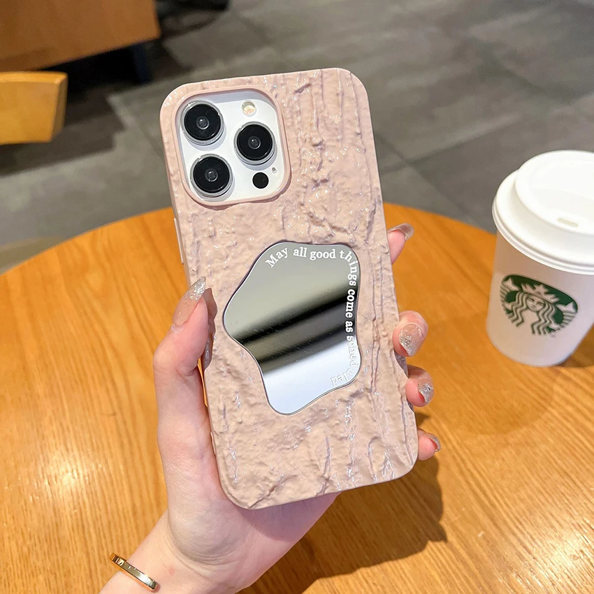 حافظة هاتف مرآة غير منتظمة لهاتف آيفون 17 16 15 14 13 Pro 12 11 Max Plus 16Pro حافظة هاتف ذات ملمس متعثر فريد من نوعه 17Pro