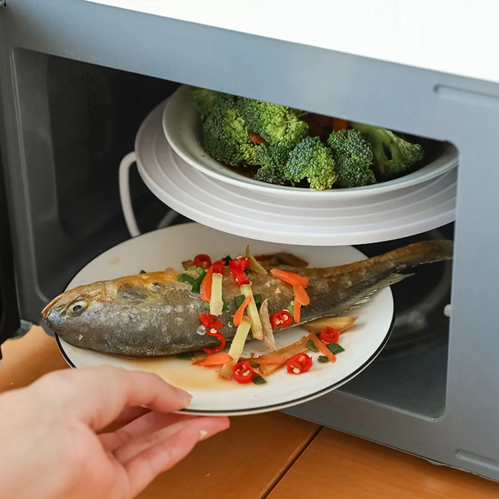 

3pcs Layered Steaming Rack For Microwave Oven Kitchen Abs Material Heat-Resistant Cooking Steam Holder Food Storage Tray
