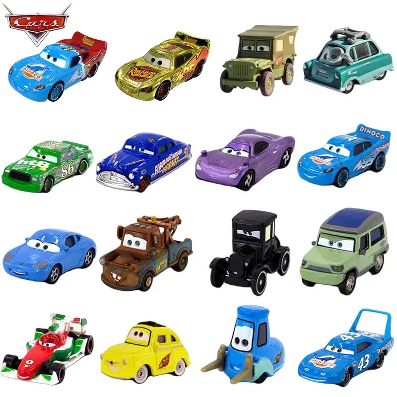 Pixar Cars 1:55 Coches de Aleación Fundida a Presión, Lightning McQueen, Mater, Doc Hudson, Ramone, Luigi, Guido, Mini Coches de Carreras de Metal, Juguetes de Regalo