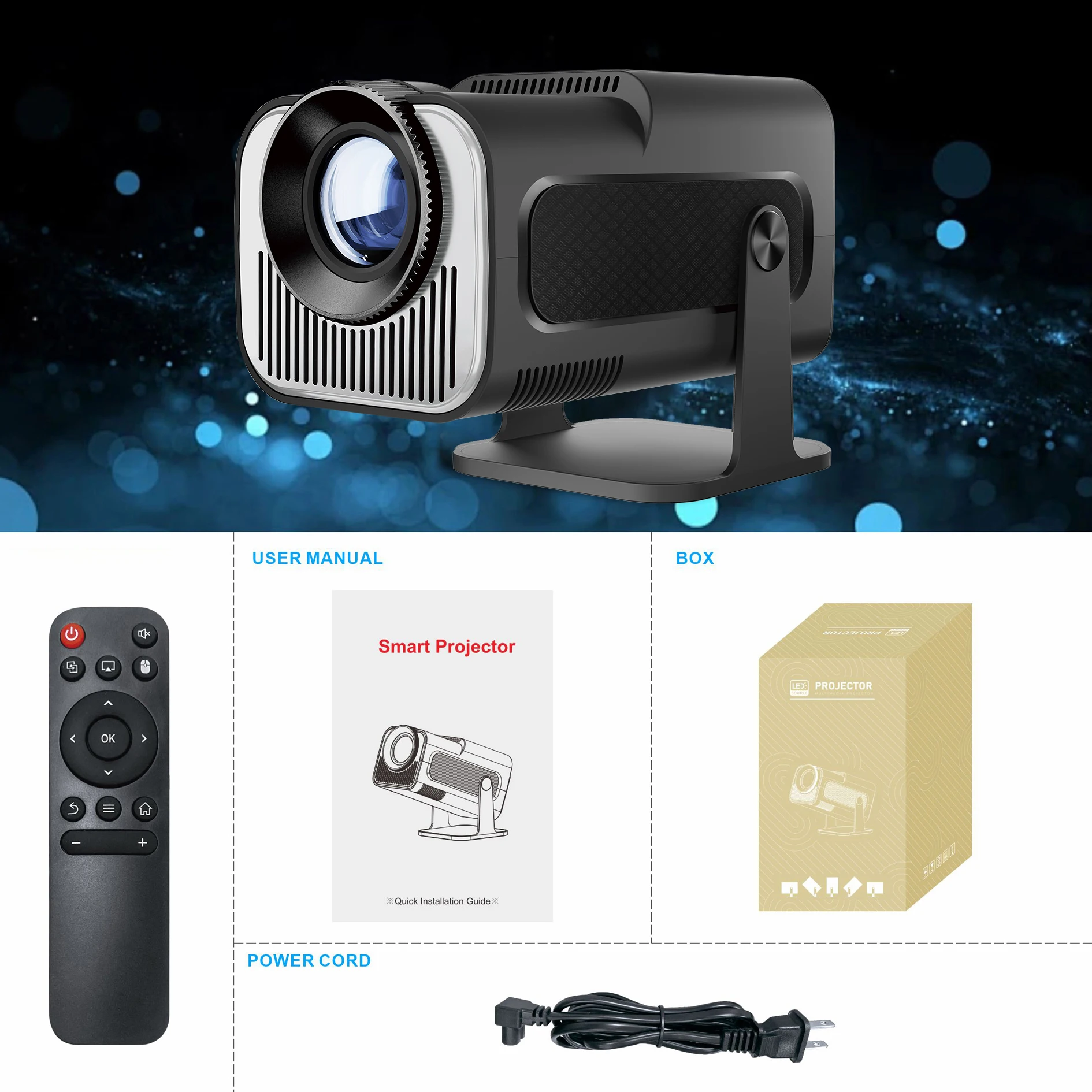 4K HY320Mini proiettore Android11 Wifi6 320ANSI Allwinner H713 nativo 1280*720P BT5.0 Home Cinema Office proiettore portatile intelligente