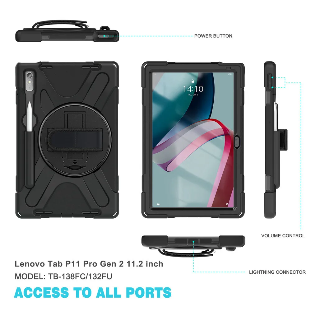 Imagem -04 - para Lenovo Tab P11 Pro Gen 11.2 2023 Tablet Cover Holder com Cinto de Mão Ombro para Lenovo Xiaoxin Pad Pro 2023 11.2 Case