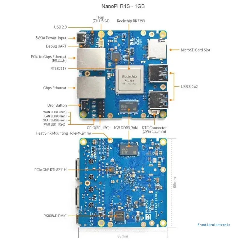 Rockchip RK3399 NanoPi R4S Mini Router Upgraded Version Dual Gigabit Ethernet Port USB3.0 x 2 1GB/4GB LPDDR4 DropShipping