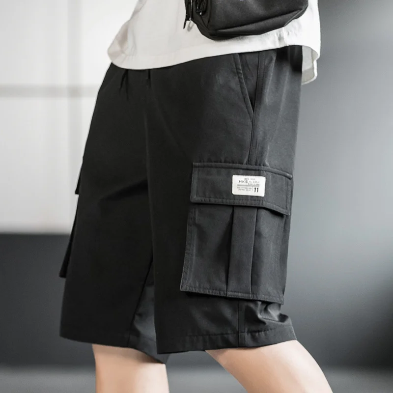 

Men's workwear shorts with casual elastic waistband and drawstring design, classic stretch work shorts with large pockets, comfo