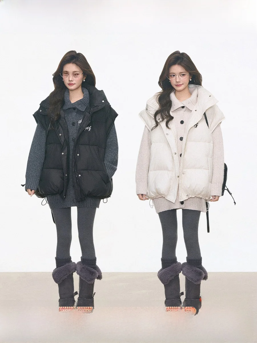 

Westayone New Women's Cotton Vest Jaet Winter Outerwear Set Small Size Knitted irt Korean Sle Loose Fit Embroidered