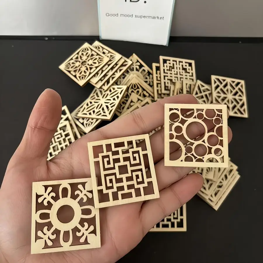 1/5/10/20/50/100pcs square wooden cutouts for home decor, wood crafts, creative wall decor for family gatherings, rustic vintage