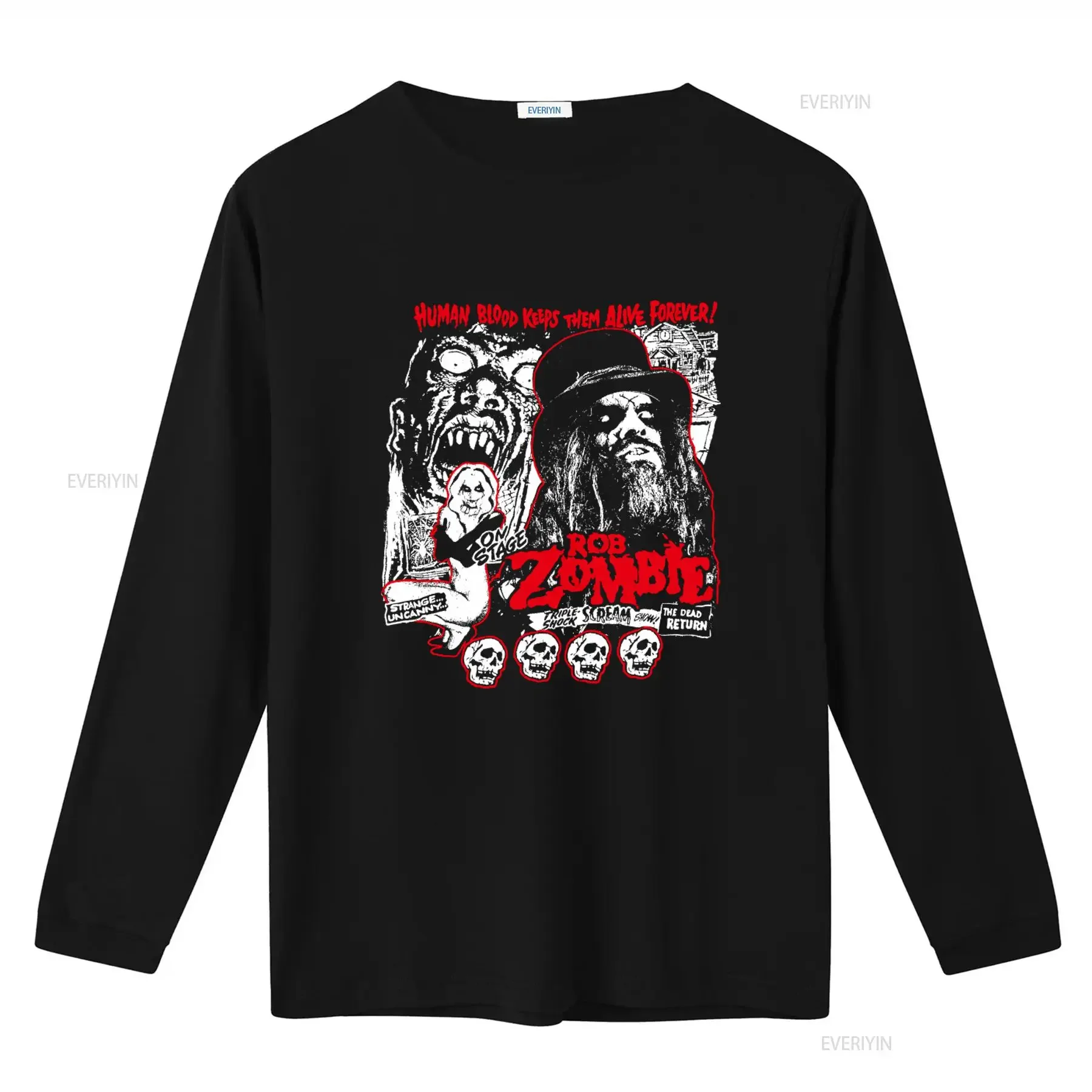 2000s Rob Zombie Triple Screams Show Skull Horror T Shirt Xxl vintage Washed designer clothes Casual graphic Stylish Stretched