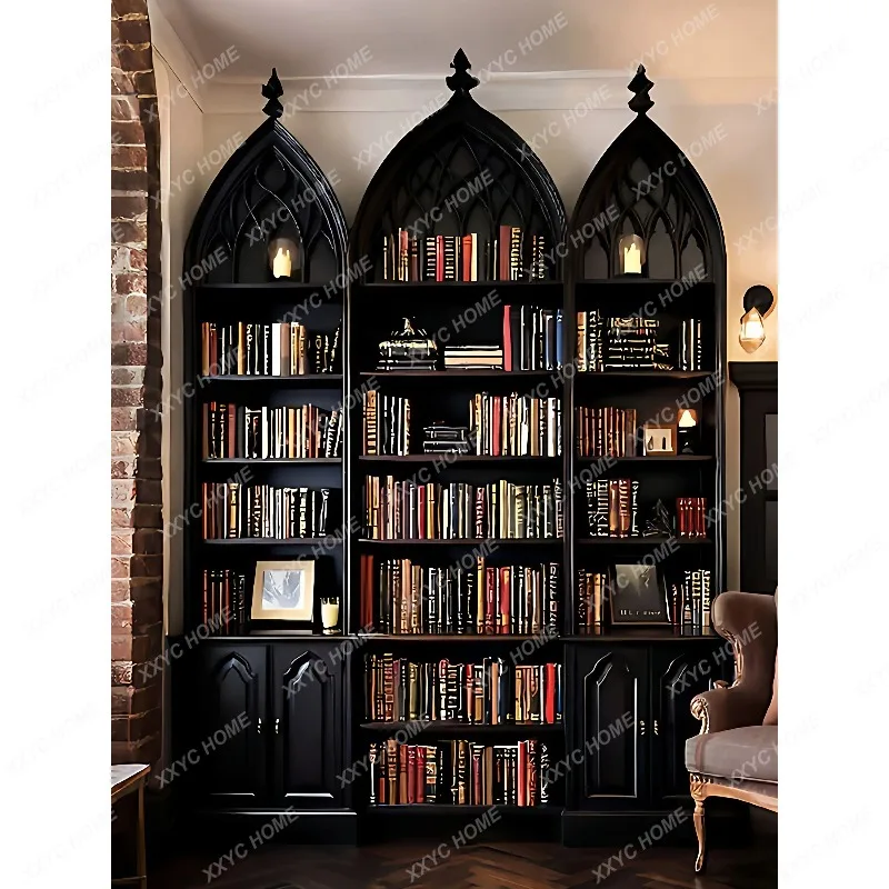 XX  retro solid wood carving flower bookcase living room storage cabinet display wine cabinet