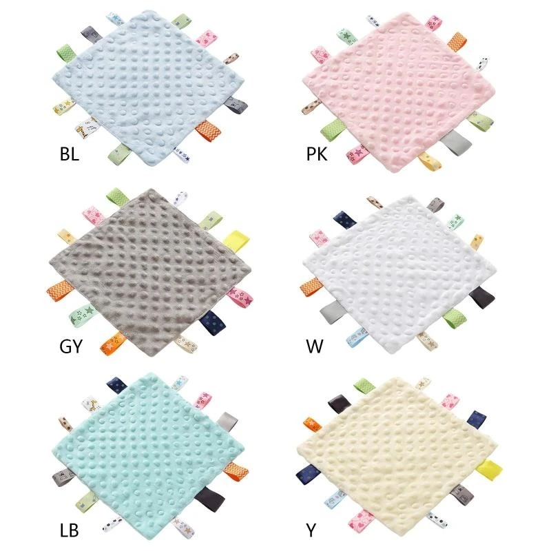 

M76C Baby Appease Towel Soft Soother Teether Infants Comfort Sleeping Nursing Cuddling Square Sensory Security Blanket with