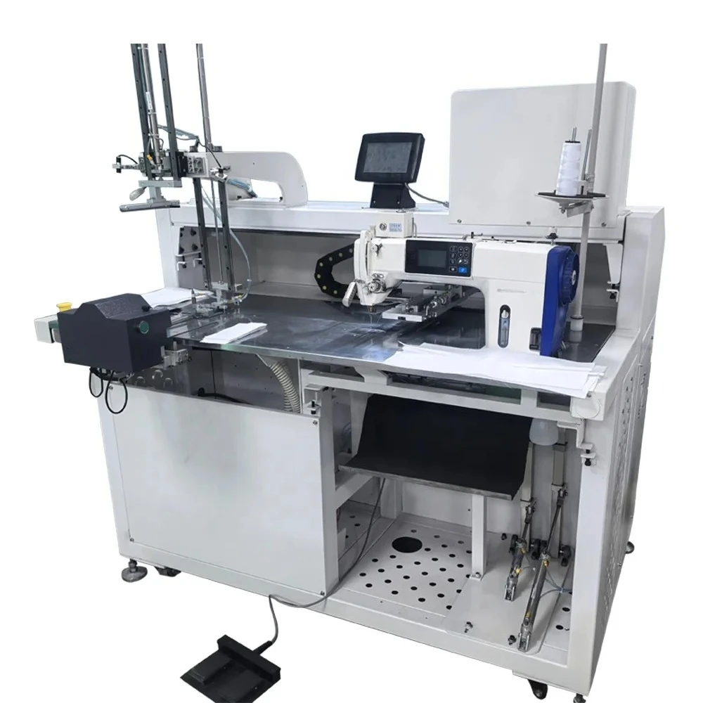 Industrial Automatic Pocket Attaching Sewing Machine for Polos & Shirts with Back Mouth And Back Pocket Setter Feature