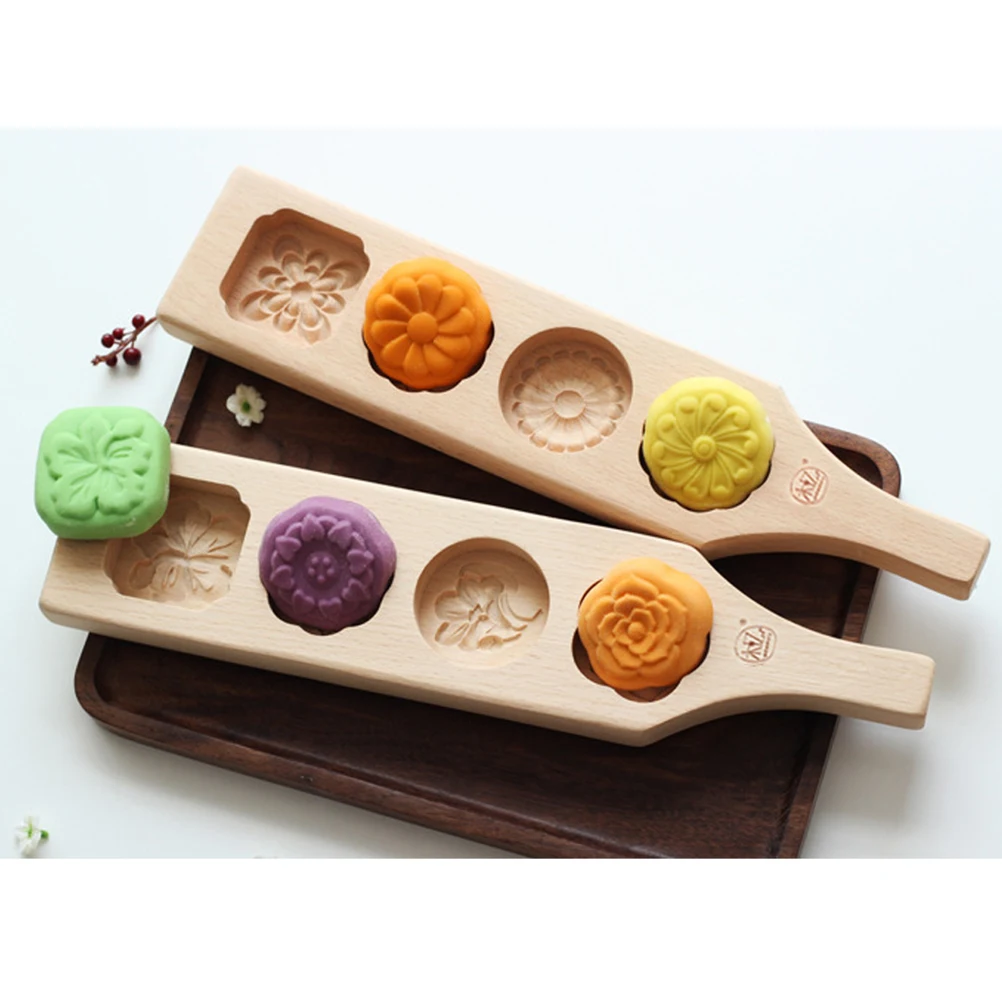 

Wooden Set Mooncake Soap Mold For Making Cake Biscuit Chocolate Cake Baking Molds 4 Flower Designs Muffin Cup