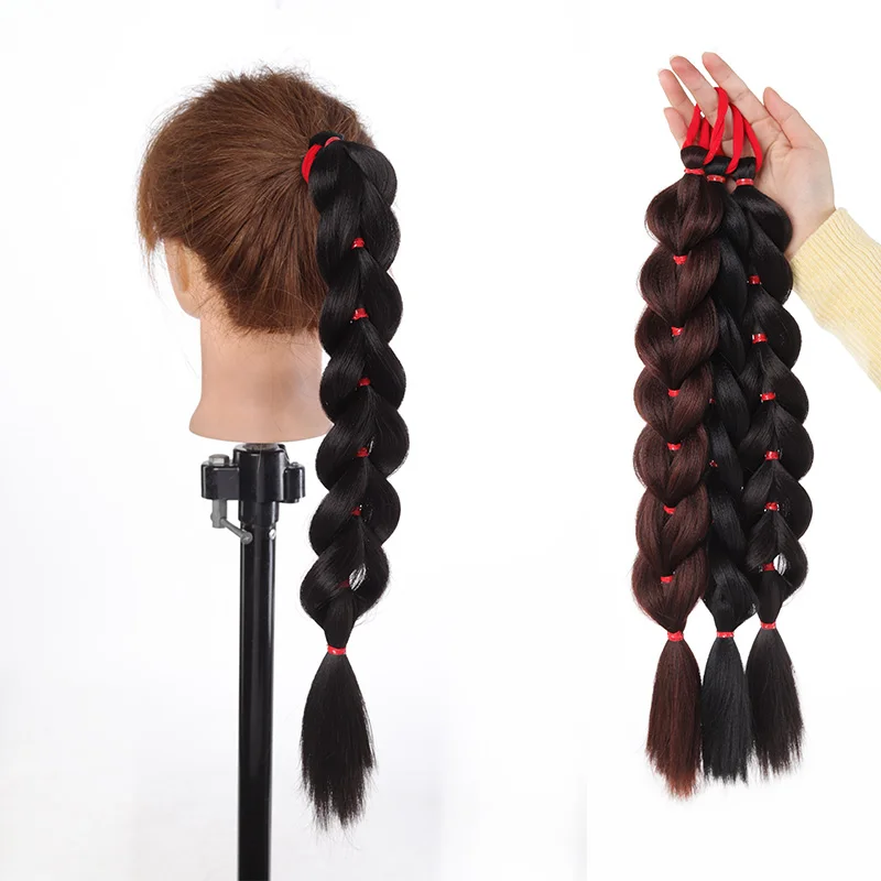 Women's synthetic fiber hair extension braid ponytail - braided hair extension long braid, suitable for daily wear