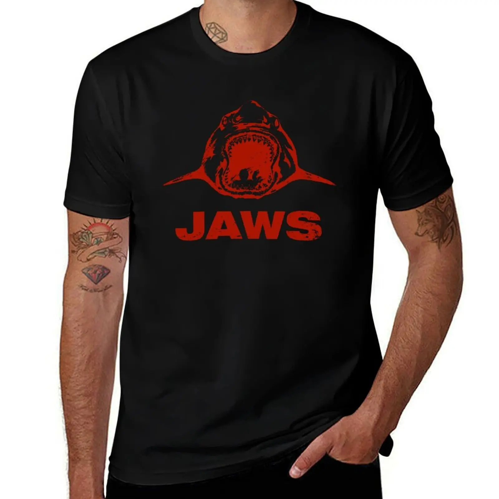 Jaws Film Crew ObscuraTee Reproduction Keepsake (RED) T-Shirt Basic Short Sleeve Cotton Blend T-Shirt