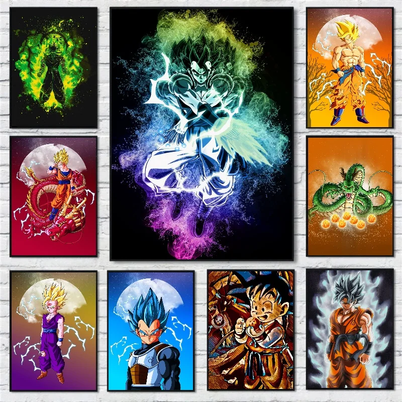 

Vintage Posters Dragon Ball Peripheral Anime Figures Goku Frieza Picture Art Canvas Painting for Kids Bedroom Mural Decor Giftsr