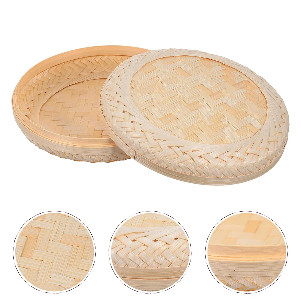 

Handmade Bamboo Storage Basket Lid Home Organization Desktop Snack Basket Sundries Organizer Decorative Woven Round Bin Bathroom