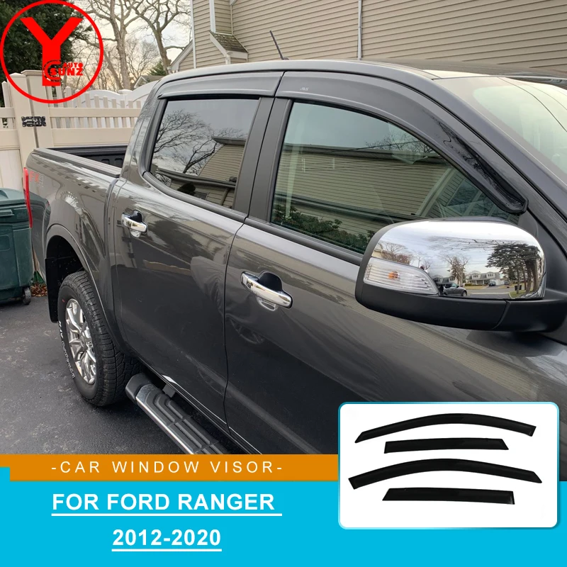 

Солнцезащитный козырек от дождя для Ford Ranger 2012 2013 2014 2015 2016 2017 2018 2019 2020, дефлектор бокового окна, козырек на дверь и окно