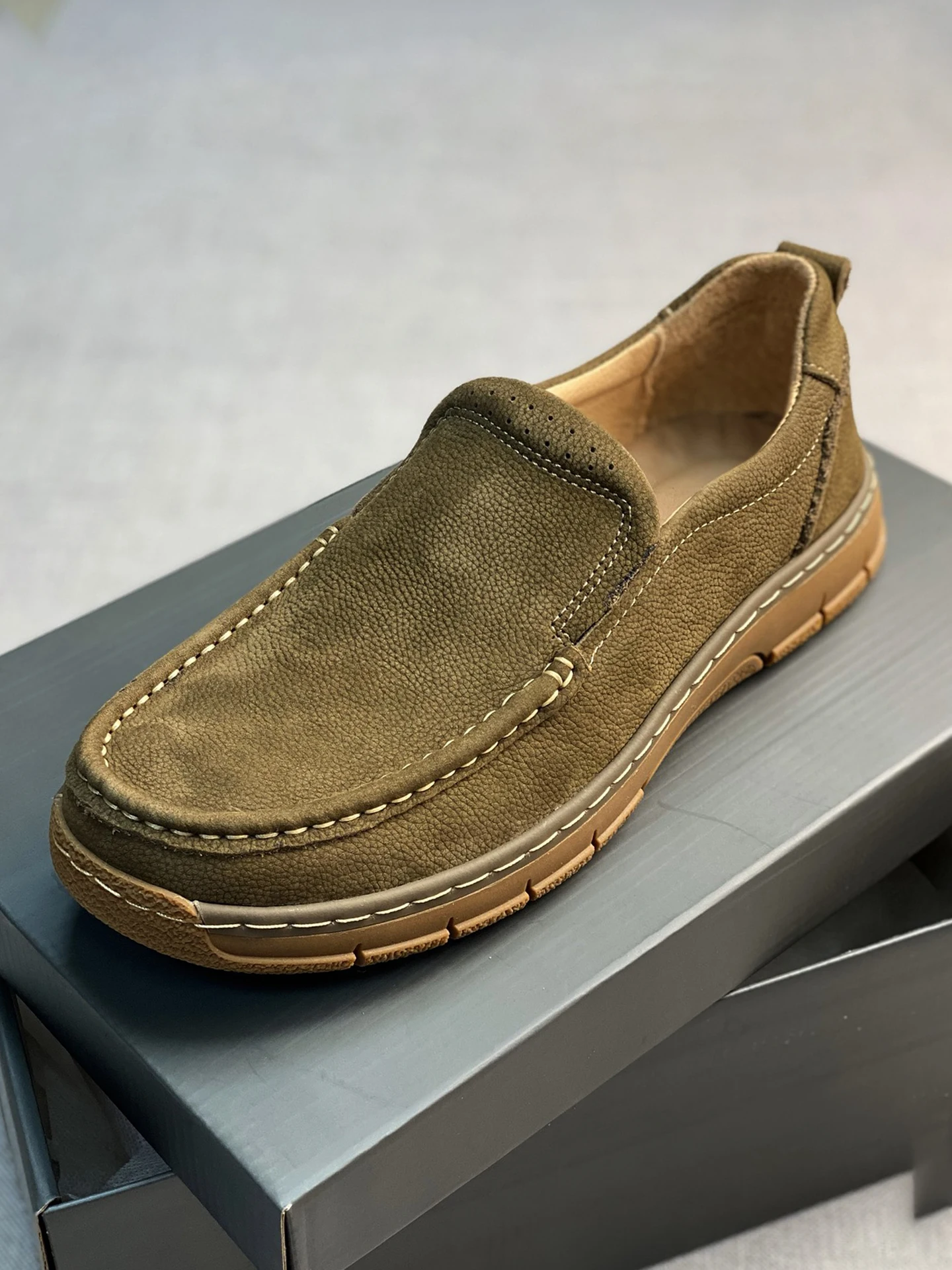 

Men's Casual Leather Slip-On oes Breathable Soft Bot Bean Bean oes Comfortable Spring Summer Low Heel round Toe Flat S...