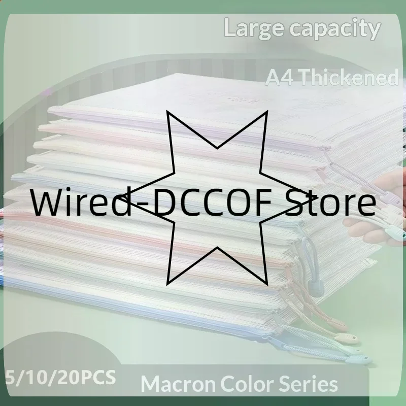 Zipper Mesh Bags A4 Plastic Zipper Bags For Organizing Waterproof Clear Travel Bags Office Supplies Document,Color Random