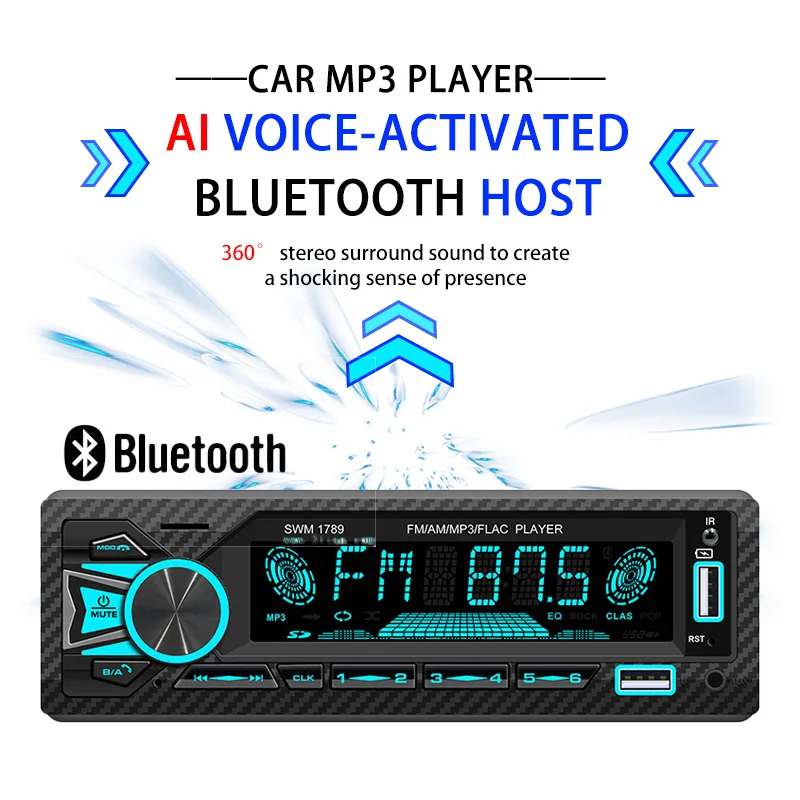 1 Din Car Radio Audio Copy Function Bluetooth Smartphone APP Control 60W*4 12V AI voice Multimedia Player BT FM USB TF AUX