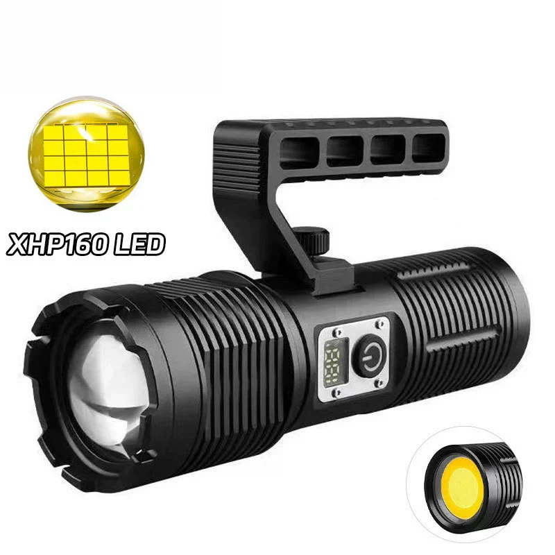 Zoomable Lanterns High Power LED Laser Flashlight Outdoor Emergency Spotlight Digital Display Aluminum Torch Lamp