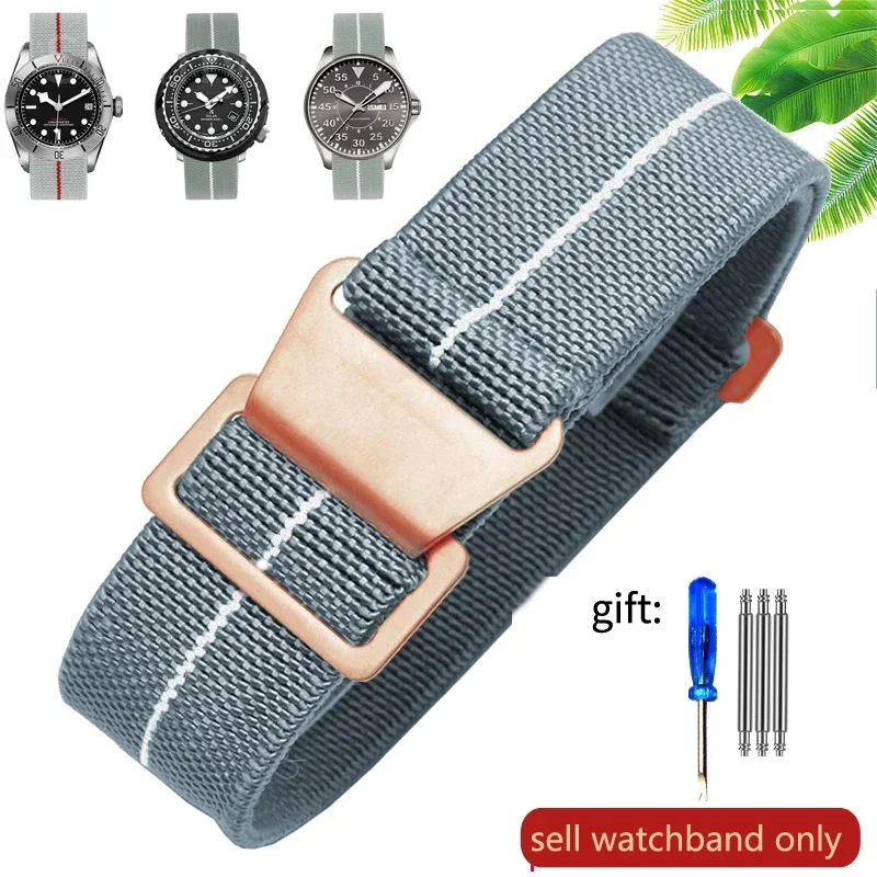 60er Jahre Französische Truppen Fallschirm elastisches Nylon-Armband Herren Universal SmartWatch Handgelenkband 20mm 21mm 22mm