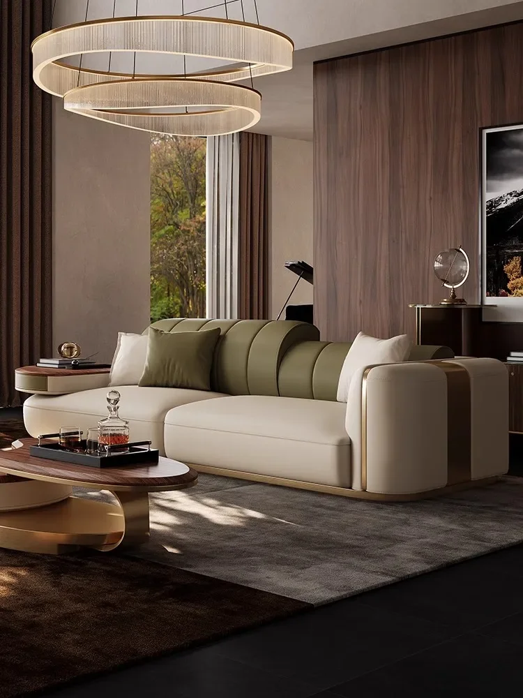 Art master light luxury leather sofa with edge few living room simple sofa