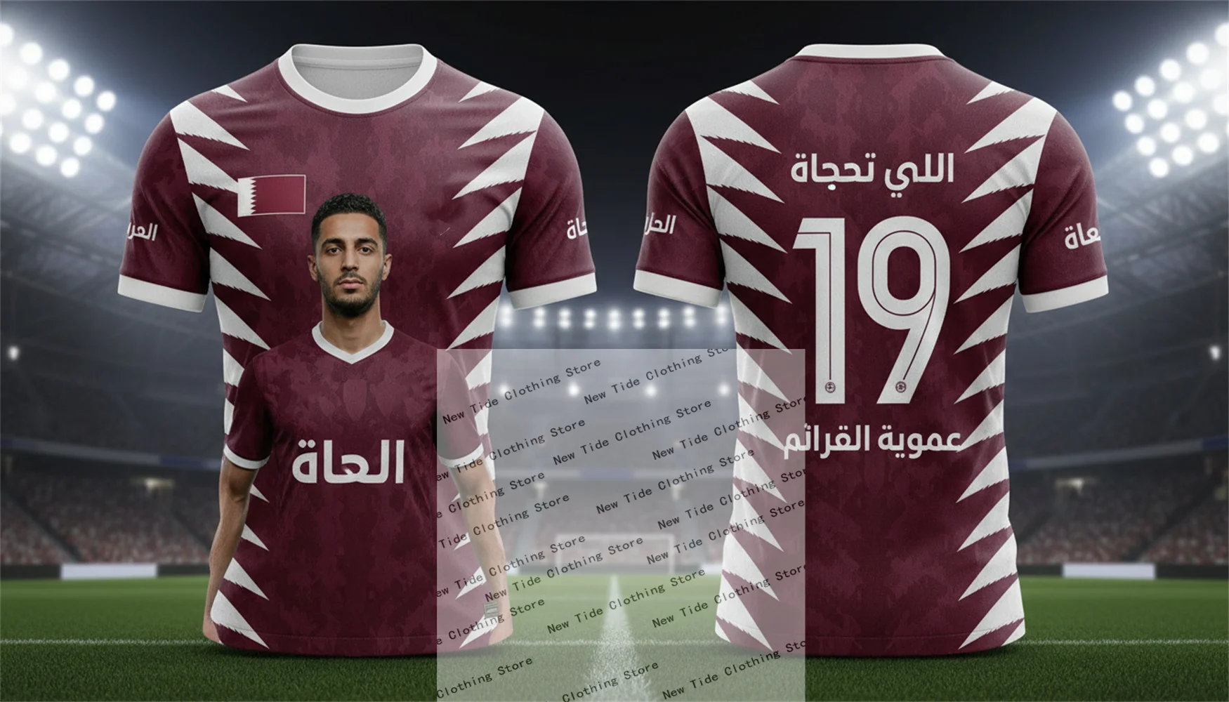 قميص وتي شيرت كرة القدم لكرة القدم لقطر 2026 لمحبي الرجال - مجموعة معدات نمط المعجبين تظهر دعمك والفخر الآن 3 #3