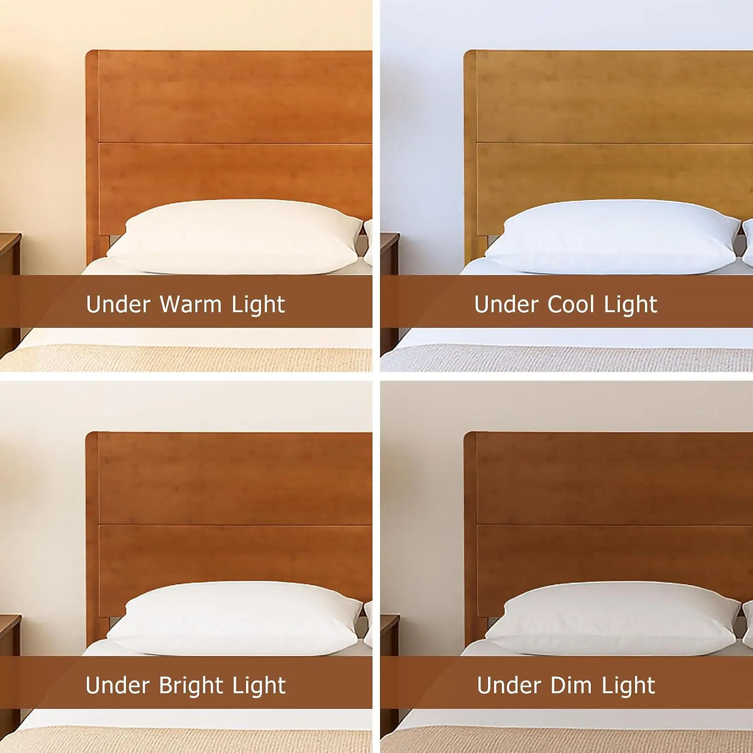 Queen Size Bamboo Platform Bed Frame with Tall Headboard, Brown | Mid-Century Modern Solid Bedframe Queen-Size,, Customized - view 6