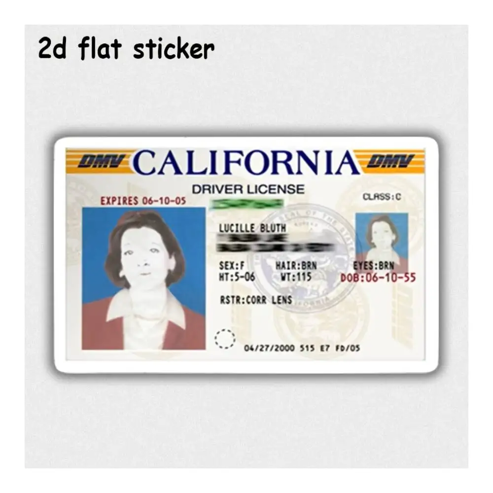 California Driver License Waterproof Decal For Laptops, Cars, Motorcycles, Water Bottles & Smooth Surfaces