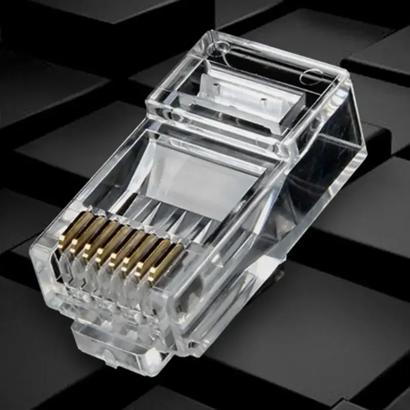 ANPWOO 100 قطعة مطلية بالذهب RJ45 صافي كابلات الشبكة وحدات التوصيل Cat5 CAT5e موصل 8P8C وحدات Rj45 محطات التوصيل