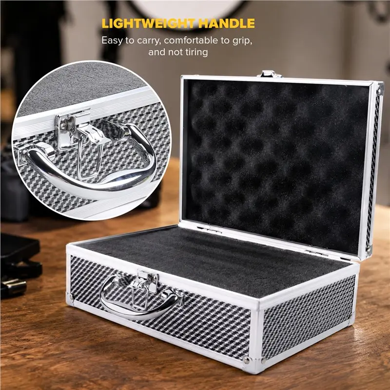 Carbon Fiber Tool Box Aluminum Tool Case Suitcase Equipment Hard Carry Bag Instrument Hard Case Portable Toolbox Easy To Use A view 3