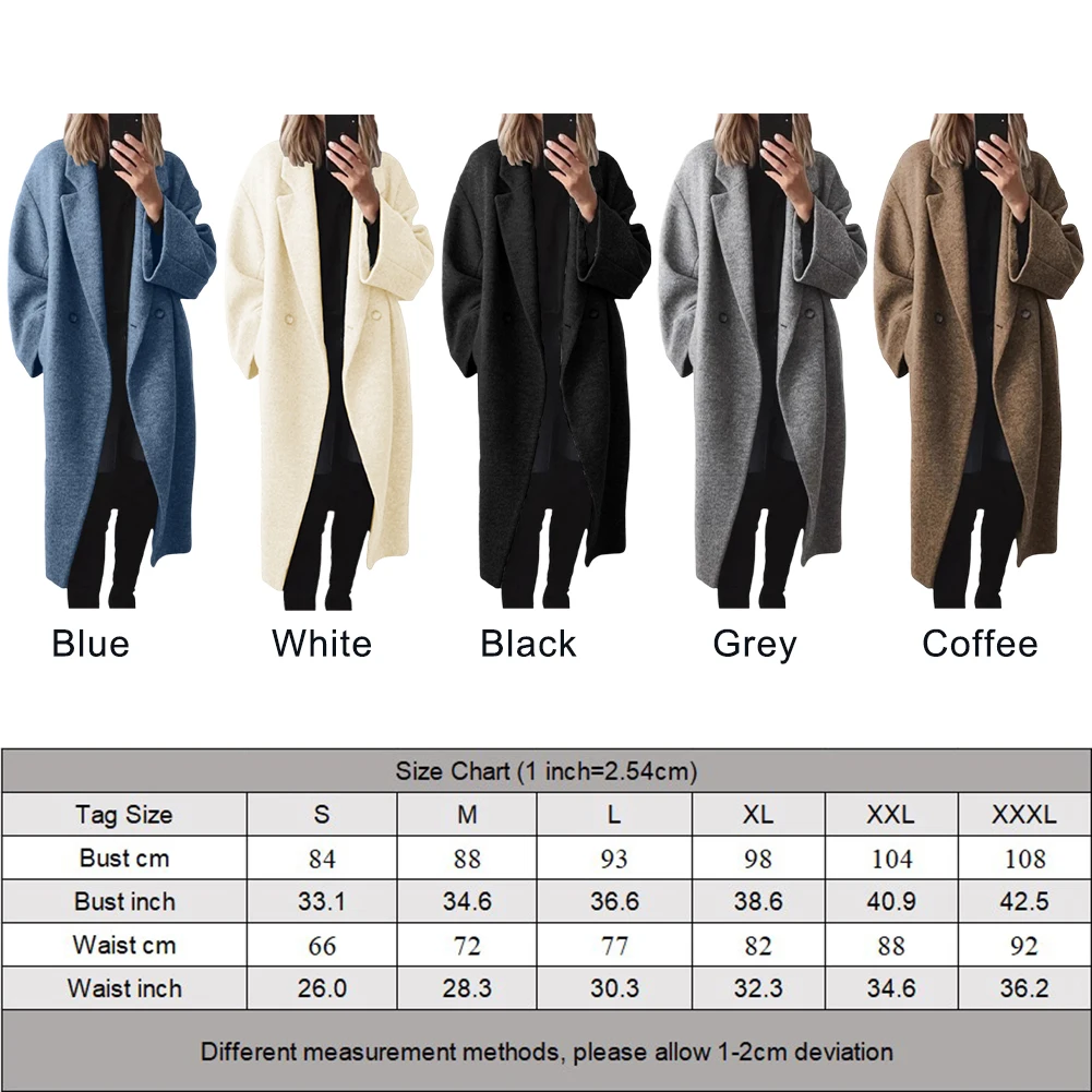 Dames casual lange trenchcoat voor herfst en winter met cardigan-halslijn en micro-elastisch polyester materiaal