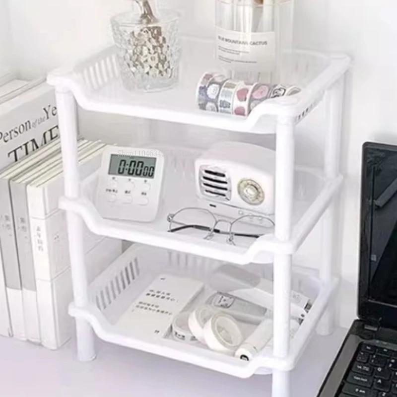 Three-layer Square Storage Rack Home Furnishings Bedroom Kitchen Organization Storage Auxiliary Tools Floor-mounted Storage Rack