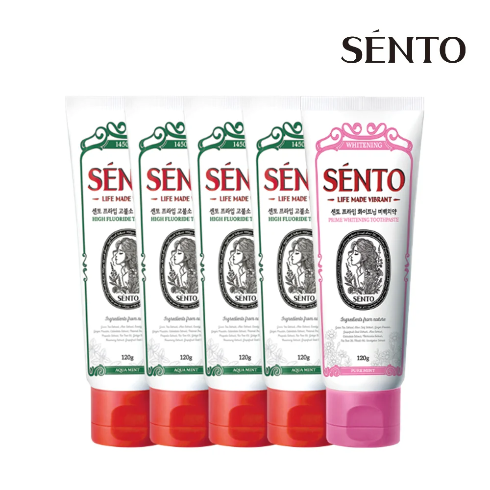 [نمو 4+1] معجون أسنان SENTO Prime Bad Breath/اللثة/التبييض/الفحم الأسود 120 جم 4 + 1