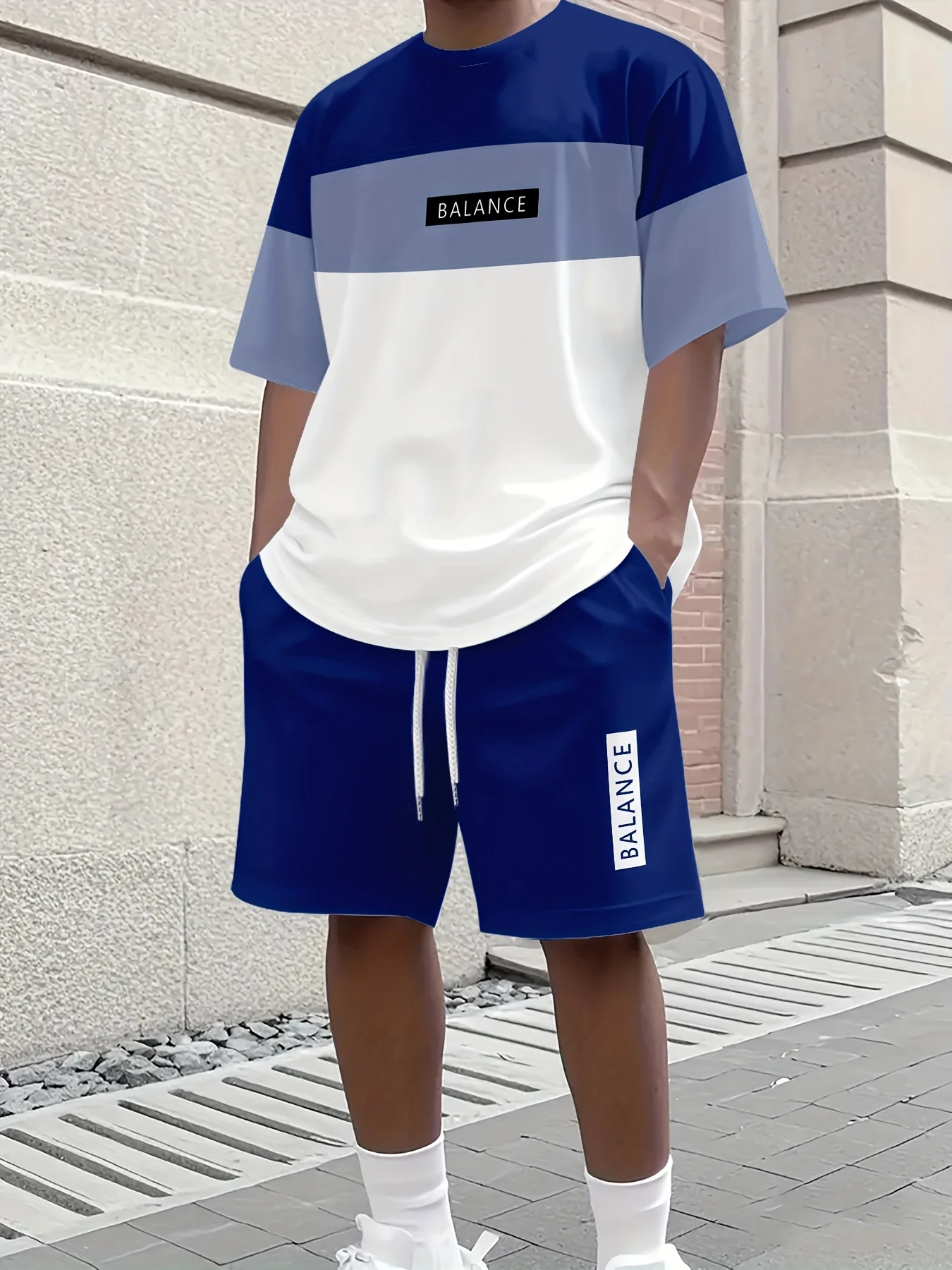 Summer Men's Round Neck Fashionable Casual Short Sleeved Shorts 3D Printed Set