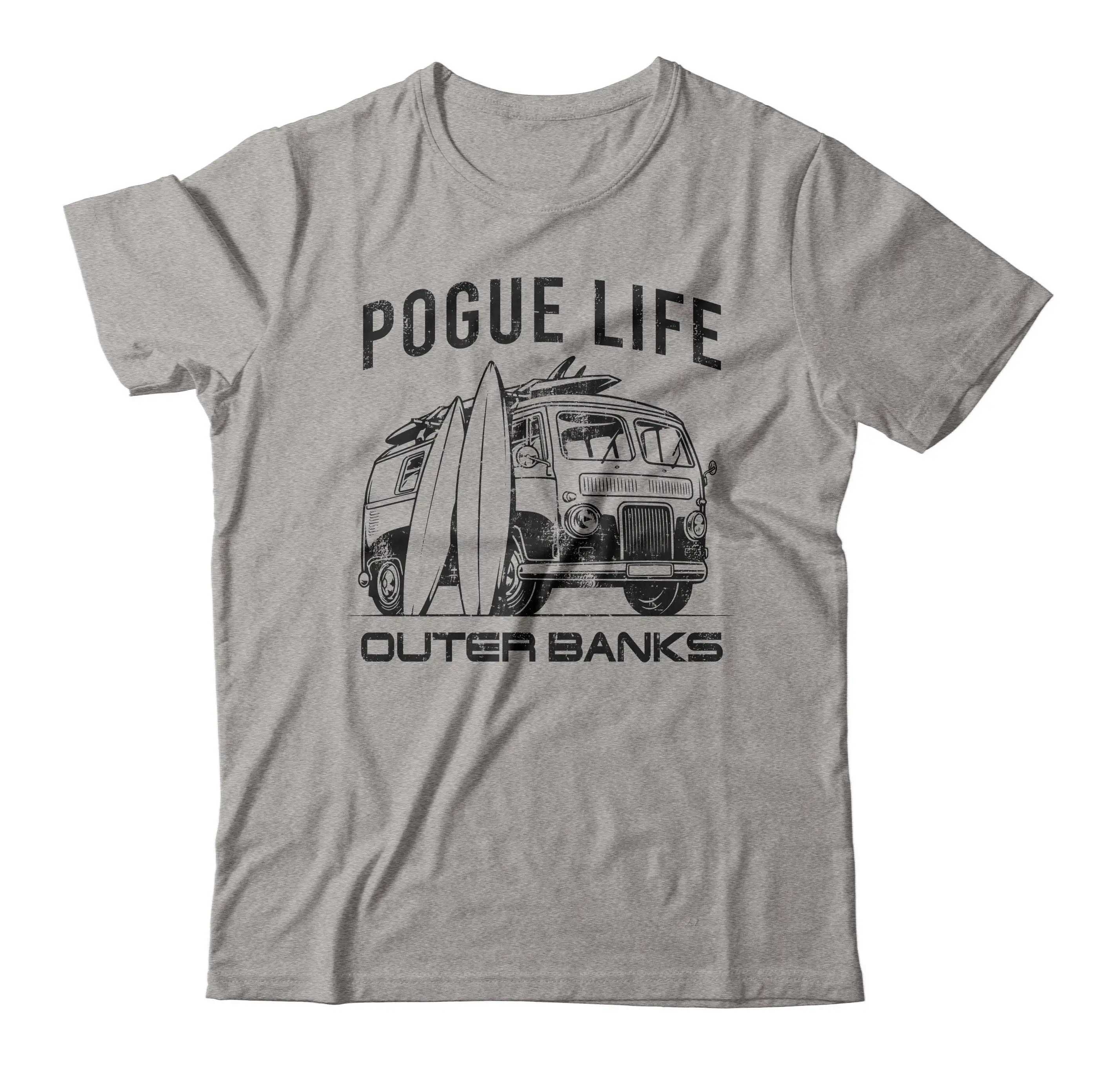 Pogue Life Outer Banks Surfing Short-Sleeve Unisex T-Shirt North Carolina Beach Surf Distressed New Cotton Vintage Clothes Teen