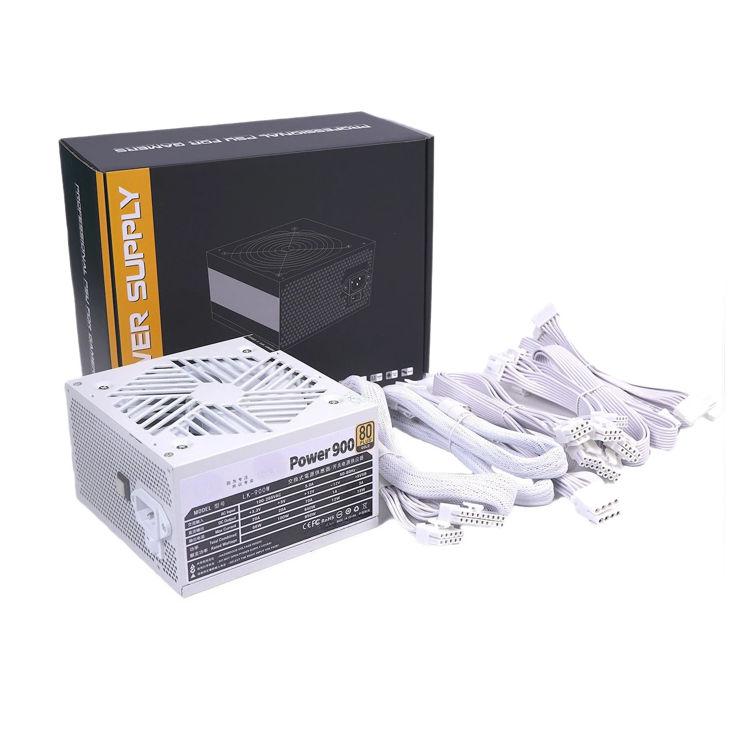 Full Modular Power Unit, 850W 900W ATX Desktop PSU, 80PLUS Gold White, PCIe5.0 Graphics Ready