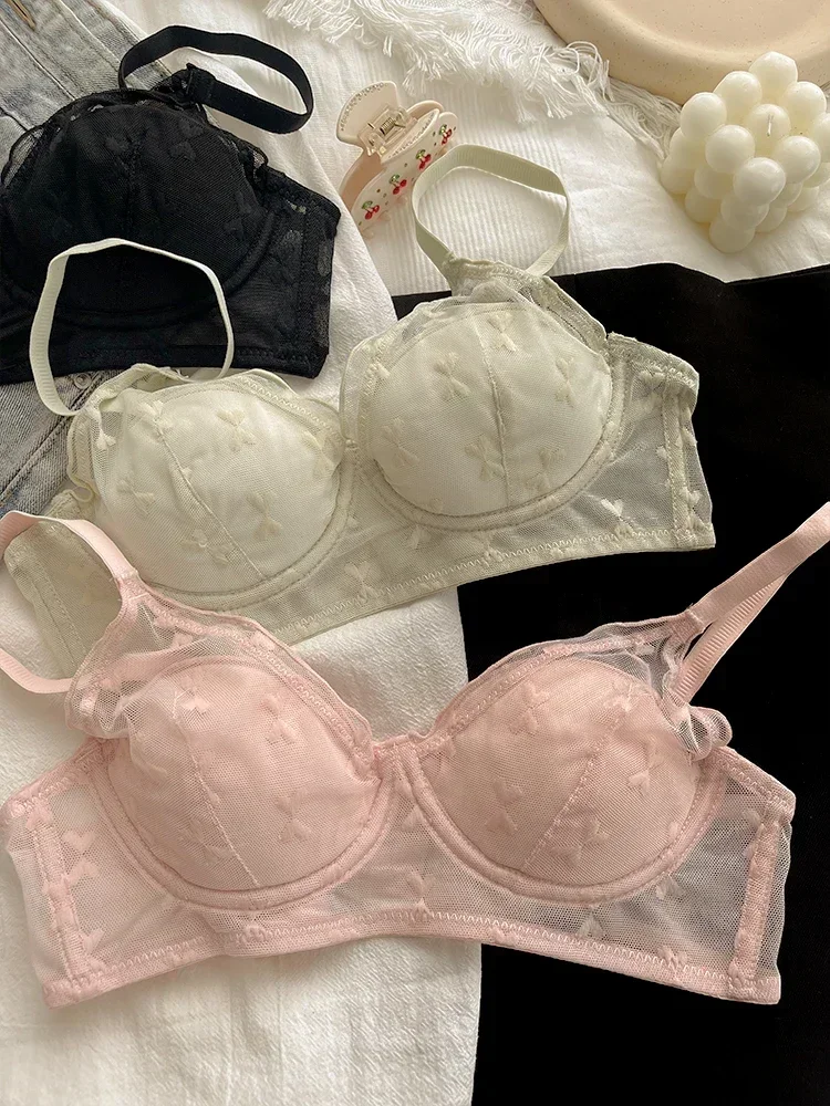 MOYISU JP Sweet Lace Bra for Little Girls - No Underwire Anti-Sagging Breathable Thin Women's Underwear Pure Desire Collection
