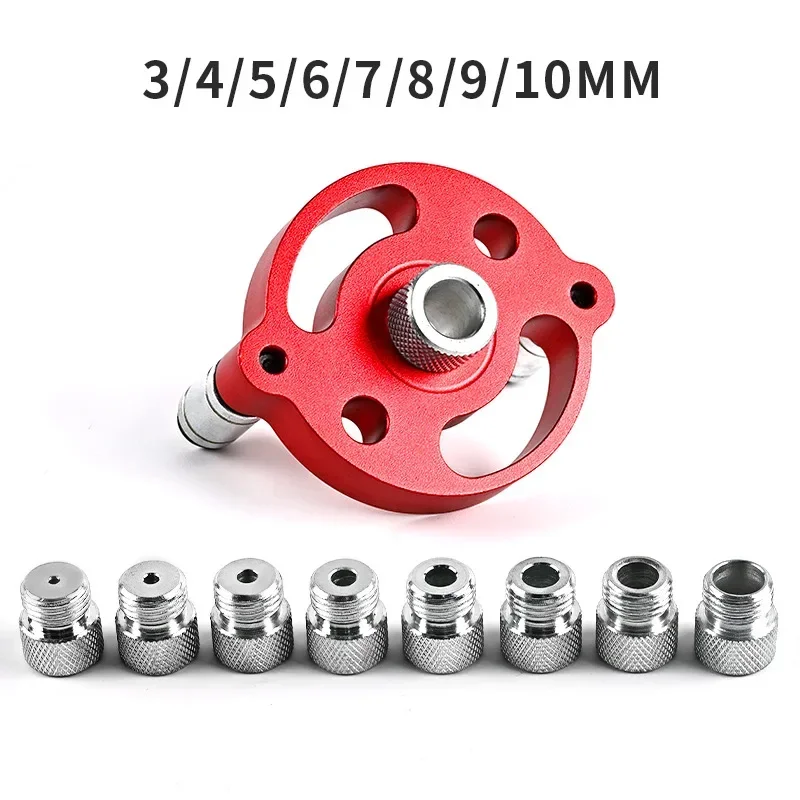 Handheld drilling guide self centering pin fixture for positioning tool of straight hole wooden punching machine