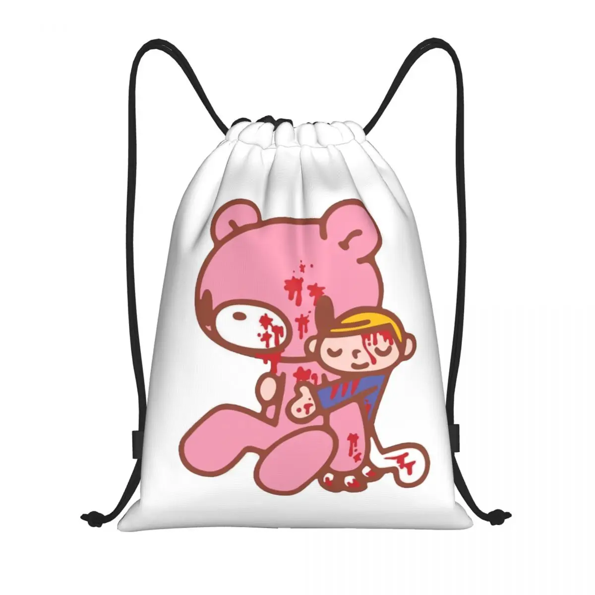Gloomy Bear Cartoon Manga Drawstring Backpack Women Men Sport Gym Sackpack Portable Training Bag Sack