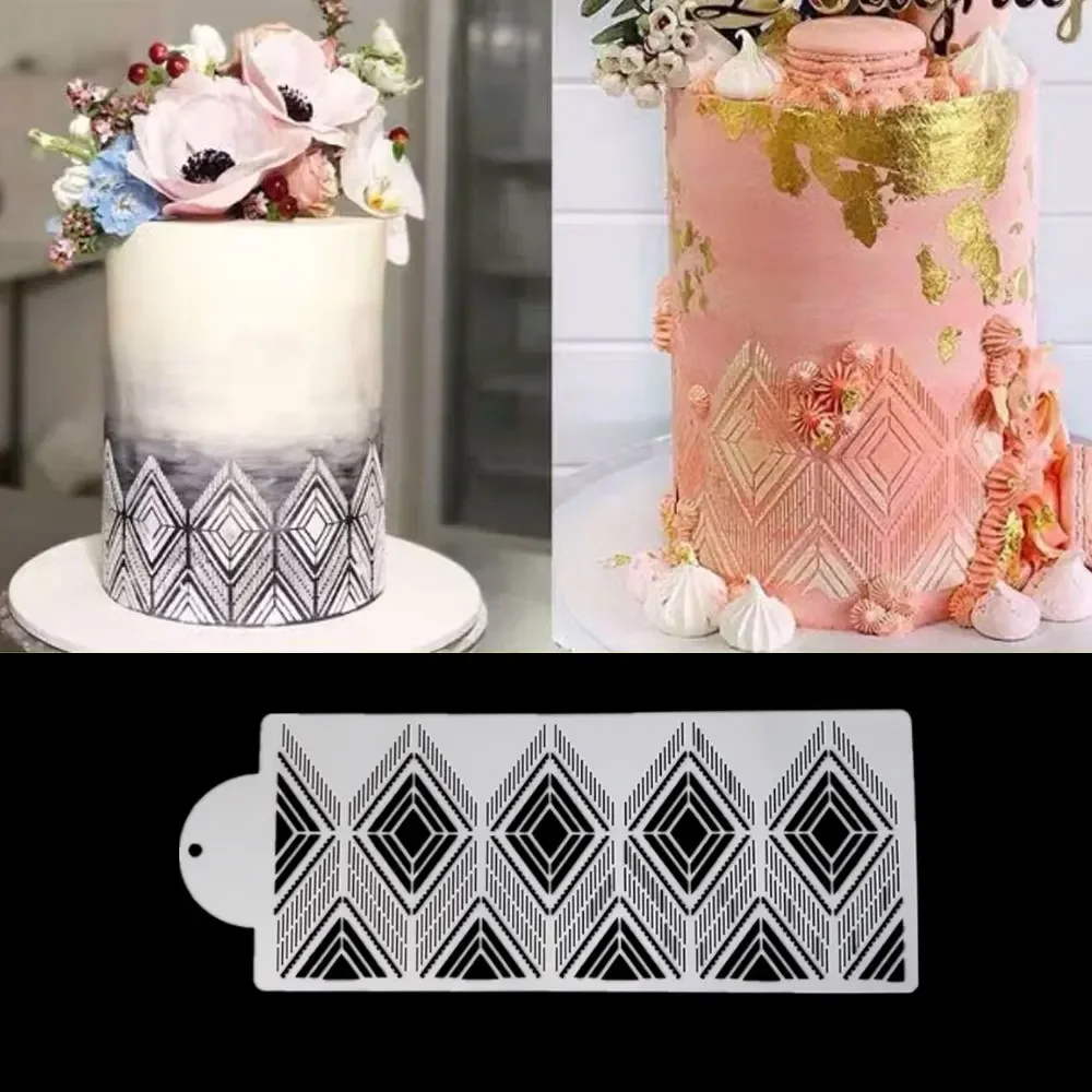 1Pc Fondant Cake Mesh Stencil Stamps Stencils Embossing Plastic Spray Mold Cookies Chocolate Drawing Painting Decorative Tools